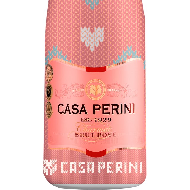 Kit 6 UND Espumante Casa Perini Brut Rose 750Ml - Edição Especial Inverno 3 Gorro Roxo e 3 Gorro Rosa