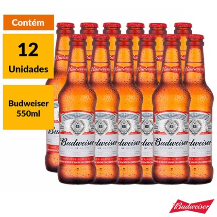 Kit com 12 Unidades de Cerveja Budweiser 550ml