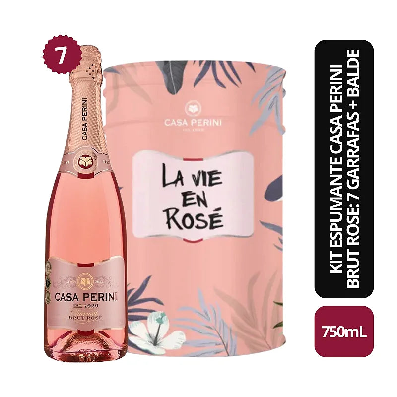 Kit Espumante Casa Perini Brut Rose 07 Garrafas + Balde Original